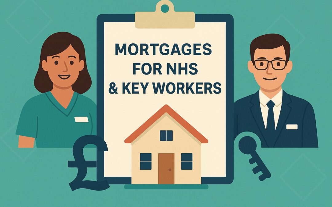 NHS and key worker mortgage illustration with house and clipboard